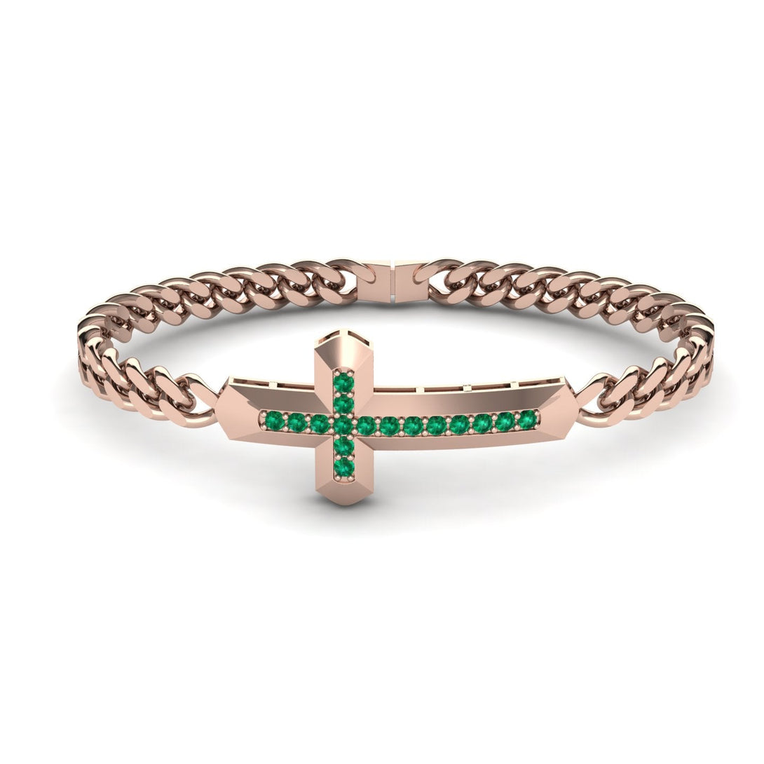 Emerald Cross Men Chain Bracelet - Nicholas No. 5