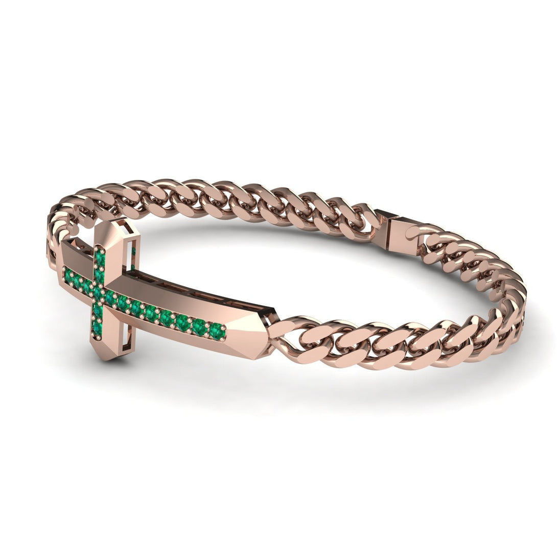 Emerald Cross Men Chain Bracelet - Nicholas No. 5