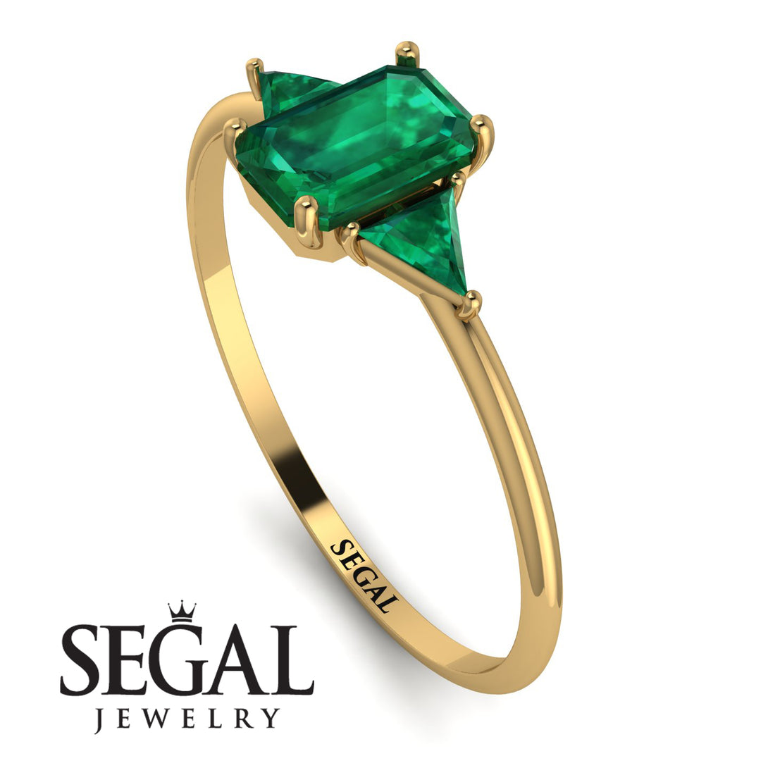 Emerald Cut Emerald With Triangles Ring - Remi No. 19