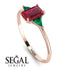 Emerald Cut Ruby With Triangles Ring - Remi No. 26