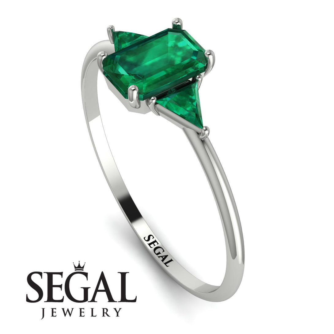 Emerald Cut Emerald With Triangles Ring - Remi No. 21