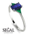 Emerald Cut Sapphire With Triangles Ring - Remi No. 30