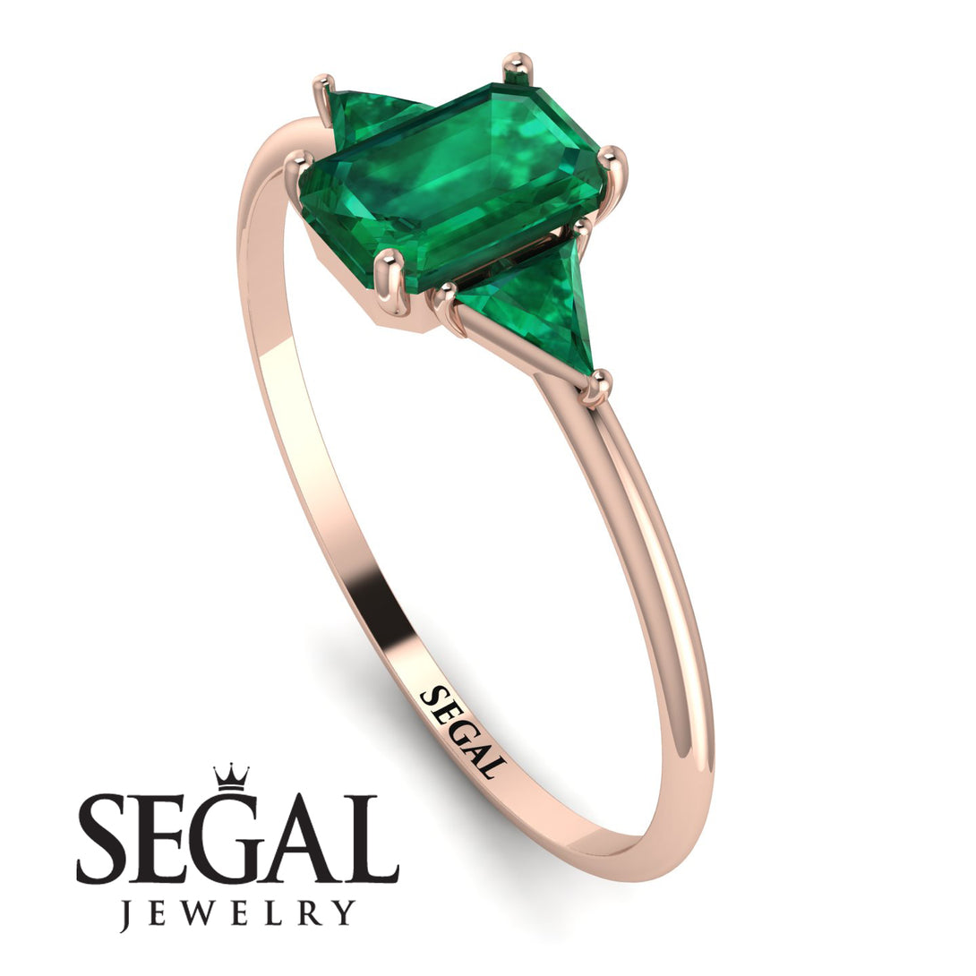 Emerald Cut Emerald With Triangles Ring - Remi No. 20