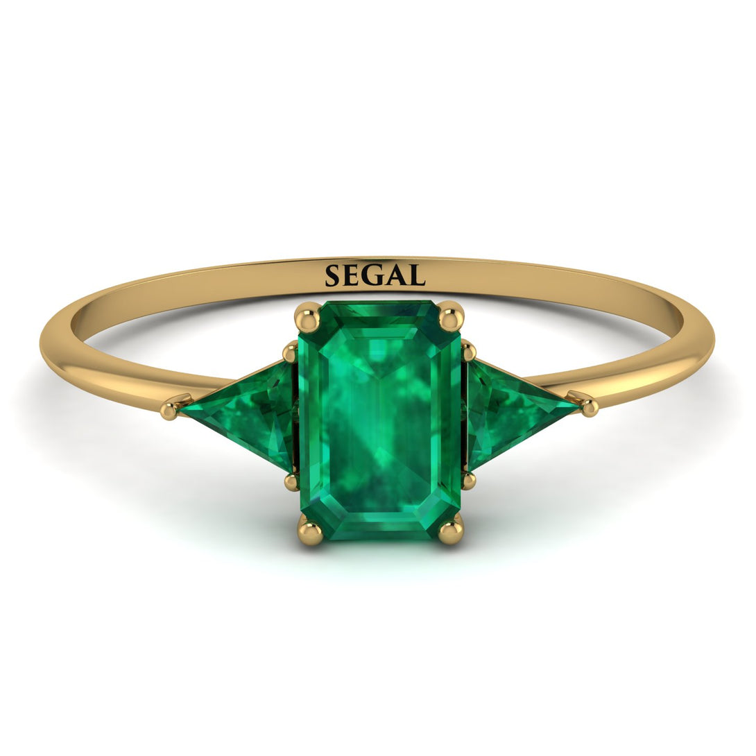 Emerald Cut Emerald With Triangles Ring - Remi No. 19