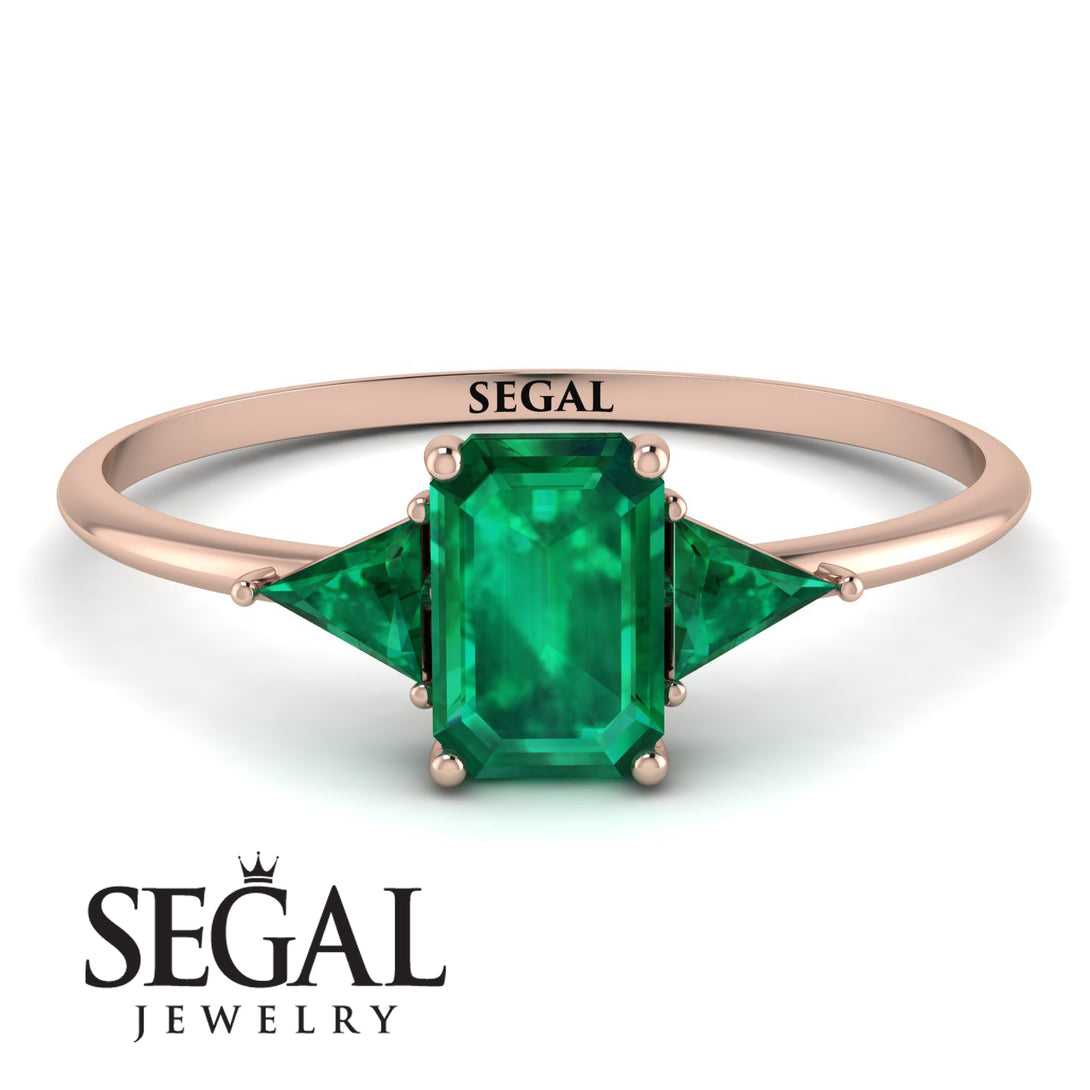 Emerald Cut Emerald With Triangles Ring - Remi No. 20