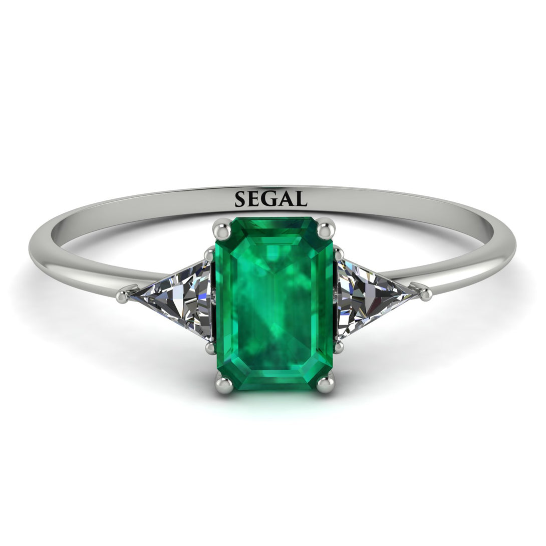 Emerald Cut Emerald With Triangles Ring - Remi No. 6