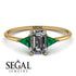 Emerald Cut Diamond With Triangles Ring - Remi No. 16