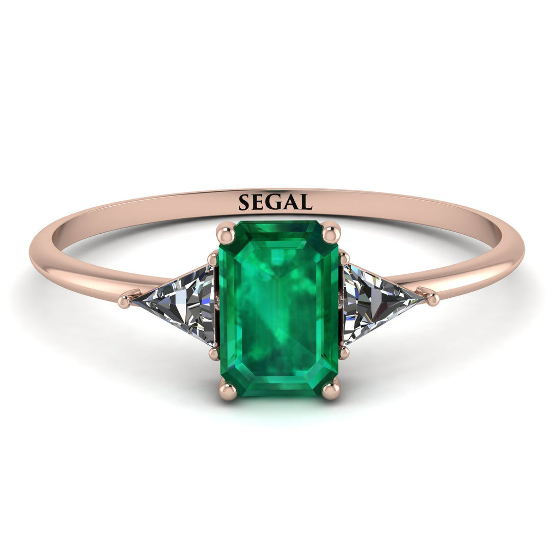 Emerald Cut Emerald With Triangles Ring - Remi No. 5