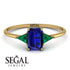 Emerald Cut Sapphire With Triangles Ring - Remi No. 28