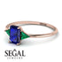 Emerald Cut Sapphire With Triangles Ring - Remi No. 29