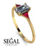 Emerald Cut Diamond With Triangles Ring - Remi No. 46 image 2