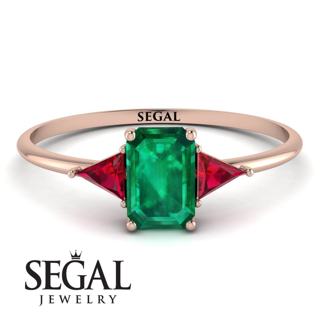 Emerald Cut Emerald With Triangles Ring - Remi No. 50