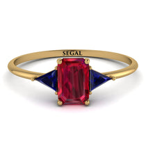 Emerald Cut Ruby With Triangles Ring - Remi No. 70 image 1
