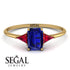 Emerald Cut Sapphire With Triangles Ring - Remi No. 58 image 4