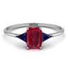 Emerald Cut Ruby With Triangles Ring - Remi No. 72