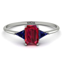 Emerald Cut Ruby With Triangles Ring - Remi No. 72 image 1