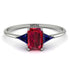 Emerald Cut Ruby With Triangles Ring - Remi No. 72