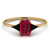 Emerald Cut Ruby With Triangles Ring - Remi No. 40 image 1