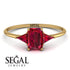 Emerald Cut Ruby With Triangles Ring - Remi No. 55 image 4