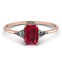 Emerald Cut Ruby With Triangles Ring - Remi No. 11 image 1