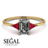 Emerald Cut Diamond With Triangles Ring - Remi No. 46 image 4