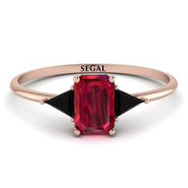 Emerald Cut Ruby With Triangles Ring - Remi No. 41 image 1
