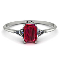 Emerald Cut Ruby With Triangles Ring - Remi No. 12 image 1