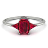 Emerald Cut Ruby With Triangles Ring - Remi No. 57