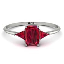 Emerald Cut Ruby With Triangles Ring - Remi No. 57 image 1