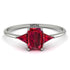 Emerald Cut Ruby With Triangles Ring - Remi No. 57