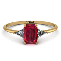 Emerald Cut Ruby With Triangles Ring - Remi No. 10 image 1