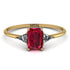 Emerald Cut Ruby With Triangles Ring - Remi No. 10