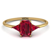 Emerald Cut Ruby With Triangles Ring - Remi No. 55 image 1