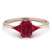 Emerald Cut Ruby With Triangles Ring - Remi No. 56 image 1