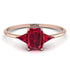 Emerald Cut Ruby With Triangles Ring - Remi No. 56