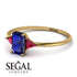 Emerald Cut Sapphire With Triangles Ring - Remi No. 58