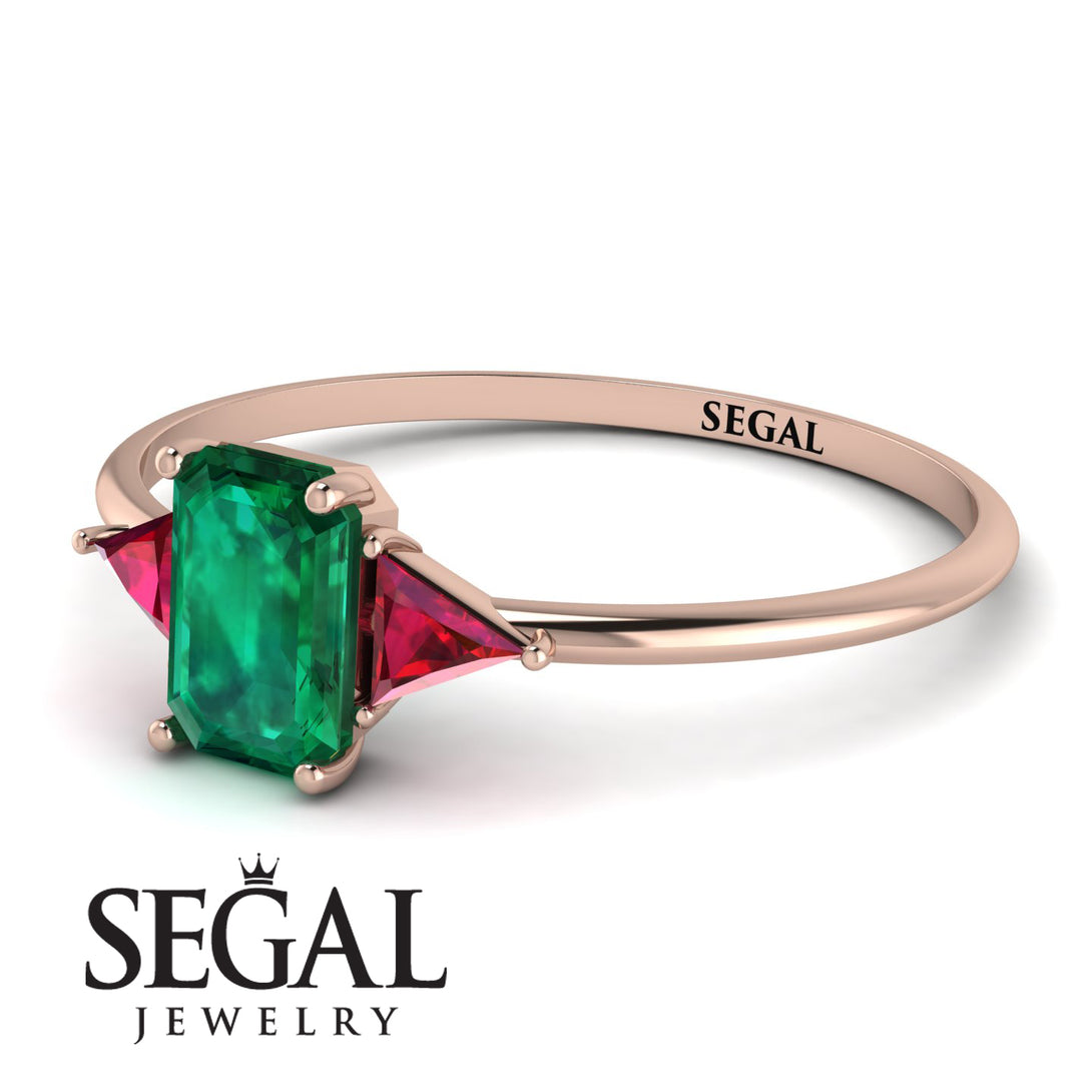 Emerald Cut Emerald With Triangles Ring - Remi No. 50