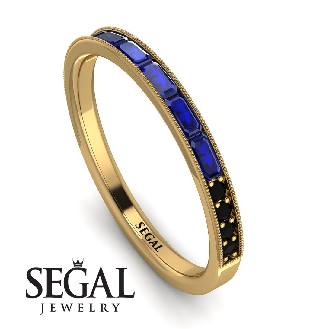 Emerald Cut Sapphire Milgrain Eternity Ring - Teagan No. 43