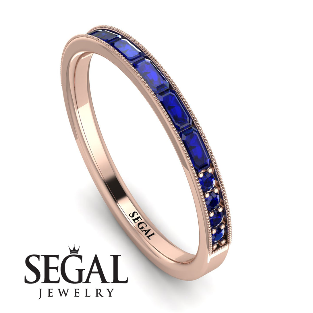 Emerald Cut Sapphire Milgrain Eternity Ring - Teagan No. 74