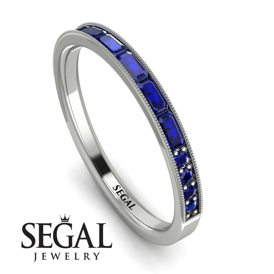 Emerald Cut Sapphire Milgrain Eternity Ring - Teagan No. 75