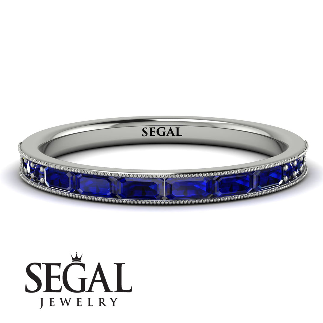 Emerald Cut Sapphire Milgrain Eternity Ring - Teagan No. 75