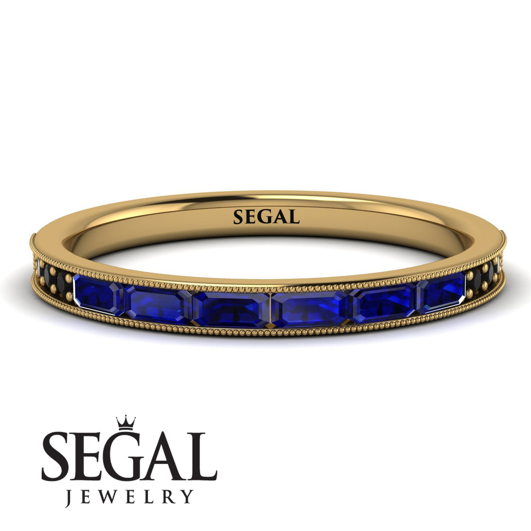 Emerald Cut Sapphire Milgrain Eternity Ring - Teagan No. 43