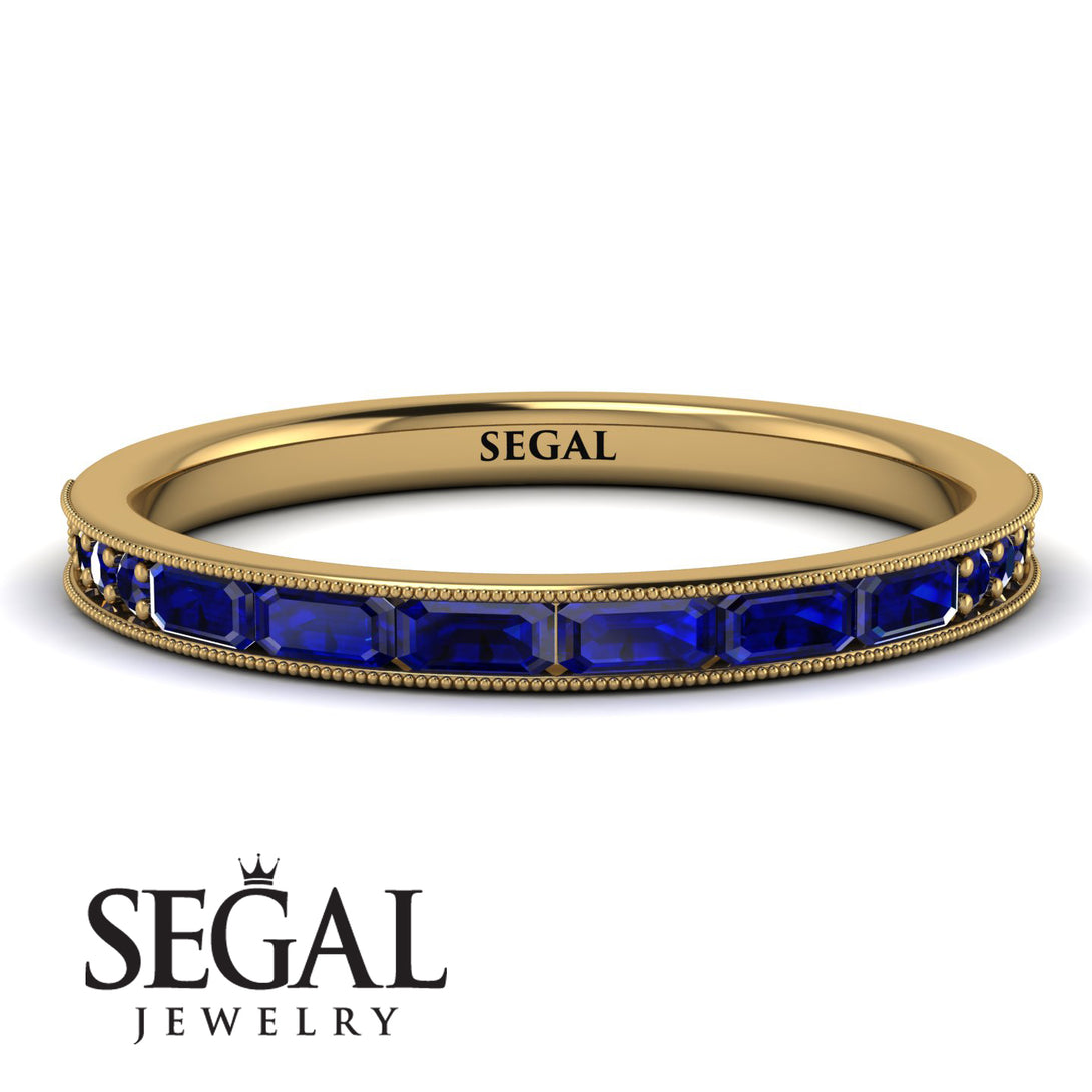 Emerald Cut Sapphire Milgrain Eternity Ring - Teagan No. 73