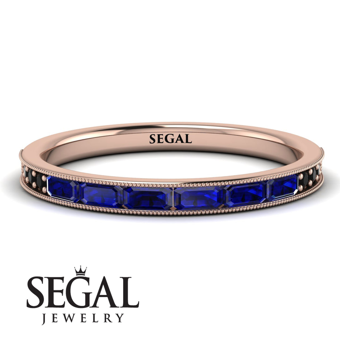 Emerald Cut Sapphire Milgrain Eternity Ring - Teagan No. 44