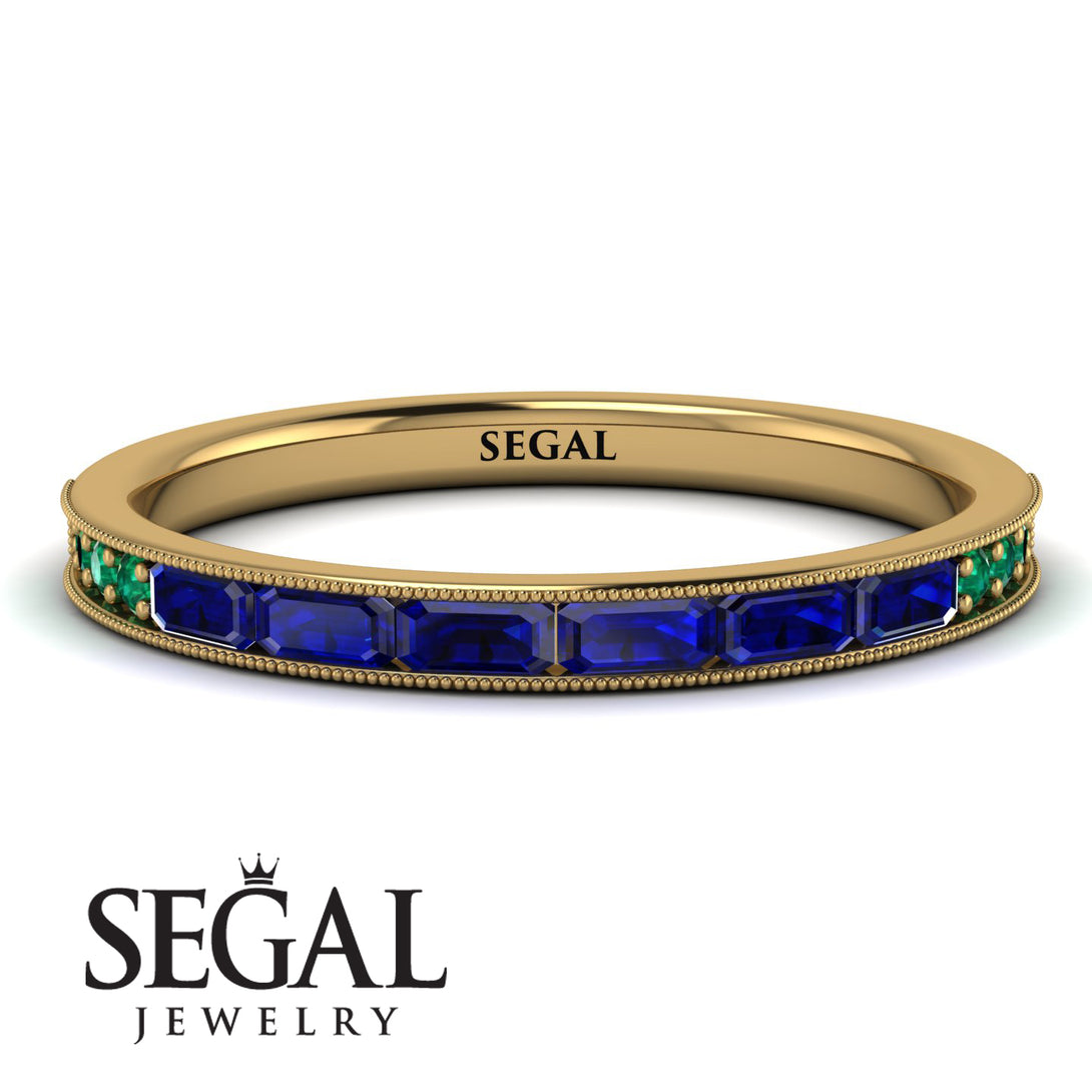 Emerald Cut Sapphire Milgrain Eternity Ring - Teagan No. 28