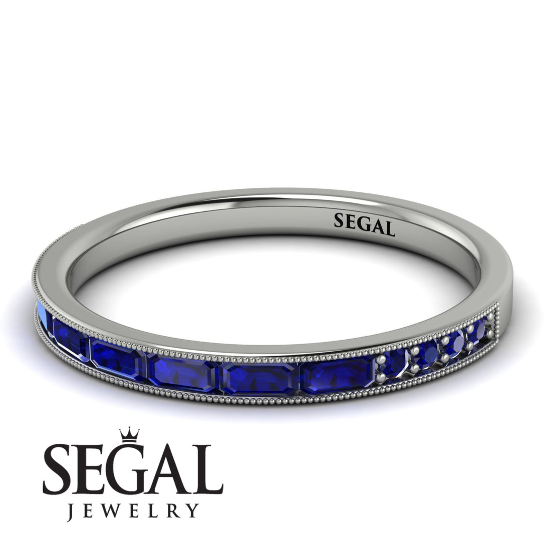 Emerald Cut Sapphire Milgrain Eternity Ring - Teagan No. 75