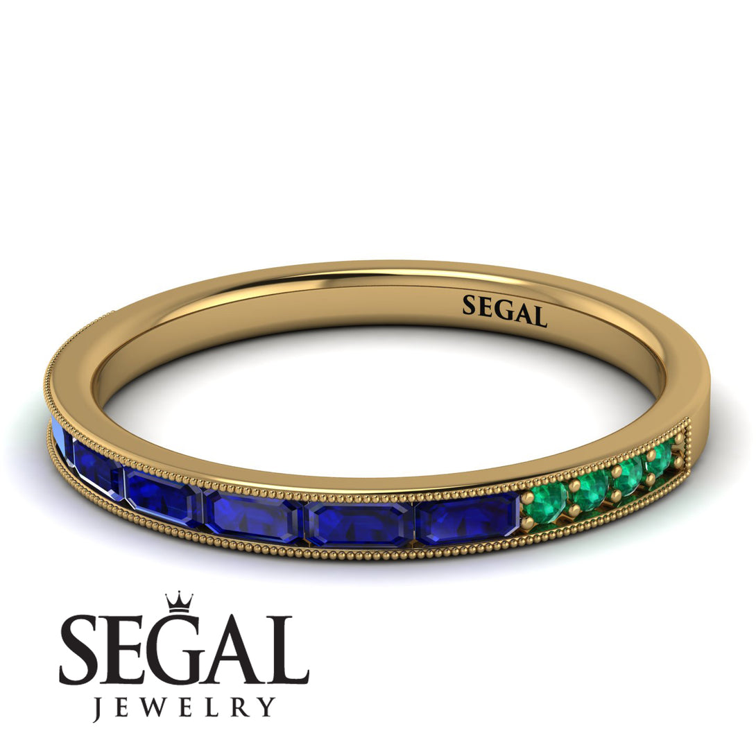 Emerald Cut Sapphire Milgrain Eternity Ring - Teagan No. 28