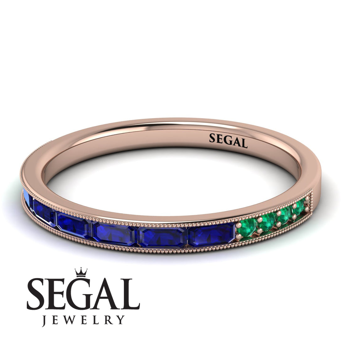 Emerald Cut Sapphire Milgrain Eternity Ring - Teagan No. 29