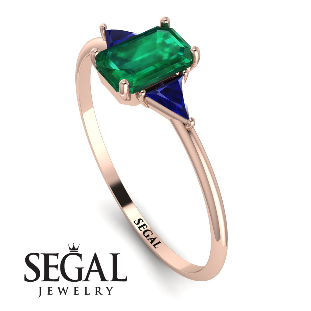 Emerald Cut Emerald With Triangles Ring - Remi No. 65