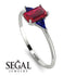 Emerald Cut Ruby With Triangles Ring - Remi No. 72